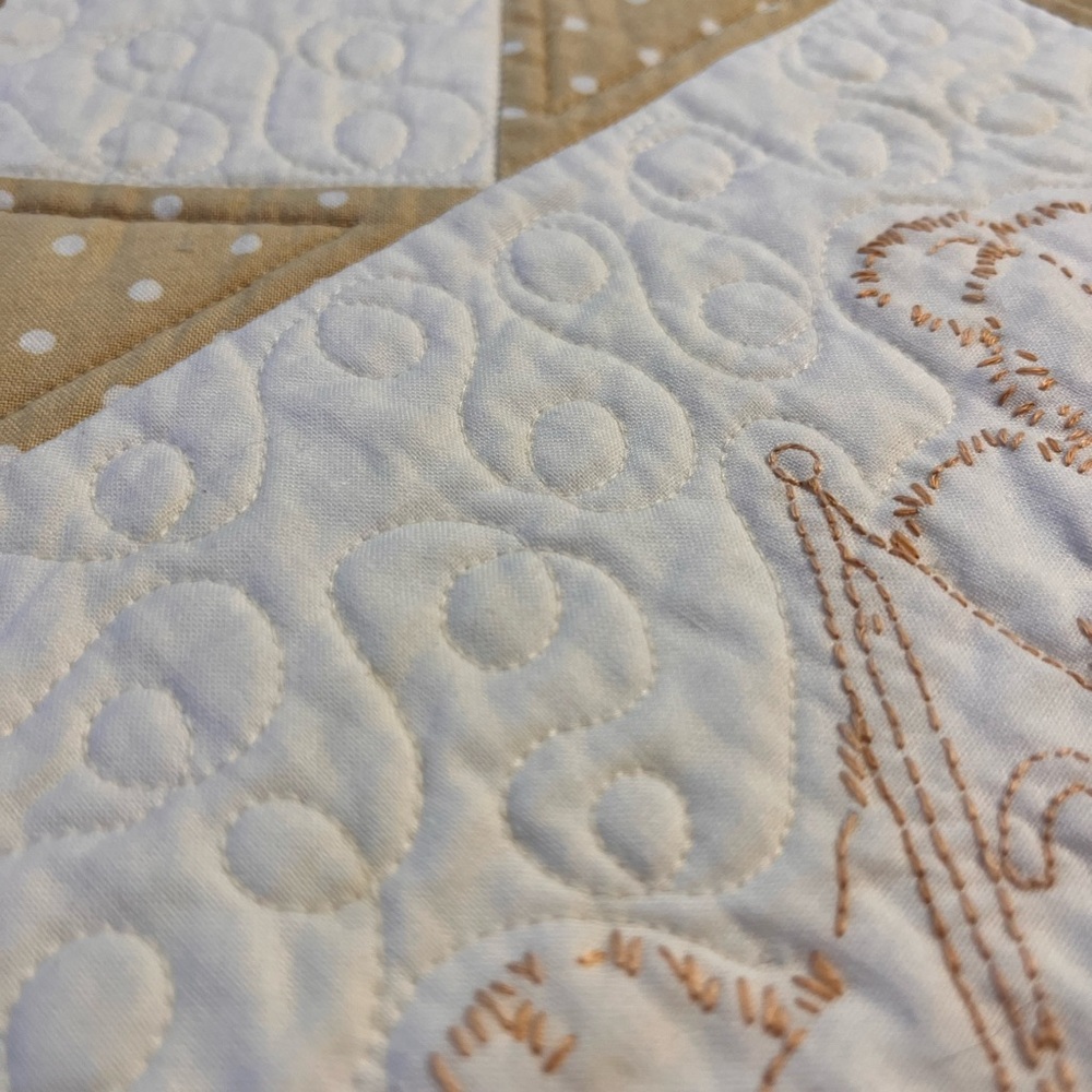 Embroidered Teddy Bear Beige Quilt Blocks - Set of 6 - Picture 5 of 9